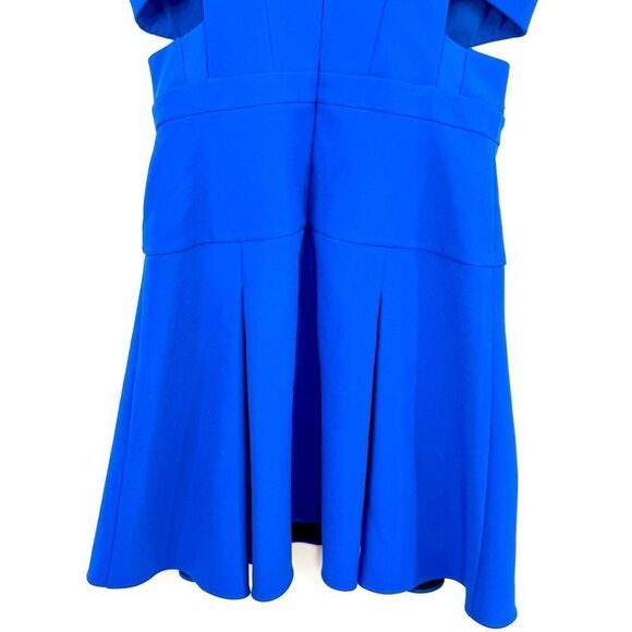 BCBGMAXAZRIA Harlie Cutout Cobalt Blue Fit and Flare V Neck Cocktail Mini Dress - Picture 13 of 16
